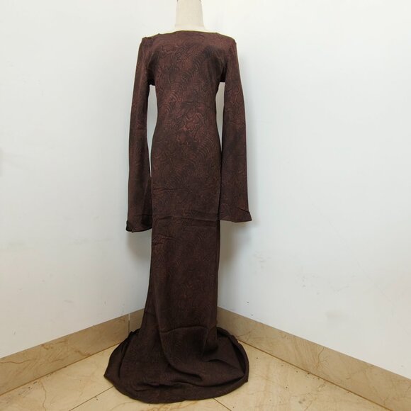 Realisation Par The Gia in Python Women Silk Maxi Dress Round Neck Long Sleeve - Picture 4 of 12